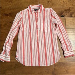 J Crew red stripe cotton lightweight popover